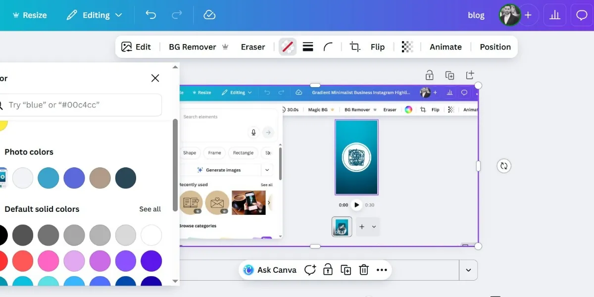 طراحی اولین کاور هایلایت در Canva